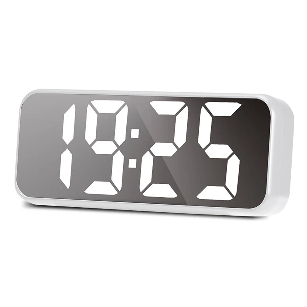 LED Mirror Clock with Snooze Function and Temperature Display - silverfoxgoods